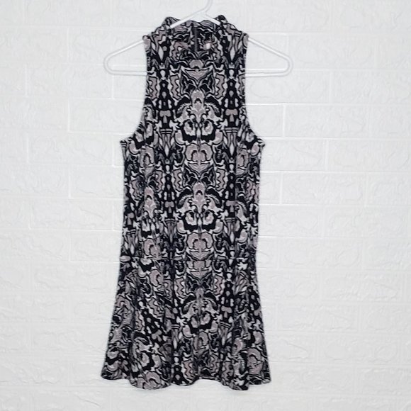 EUC FREE PEOPLE AMELIA BLACK GREY SLEEVELESS ZIP FORM FIT MINI DRESS - Picture 3 of 9